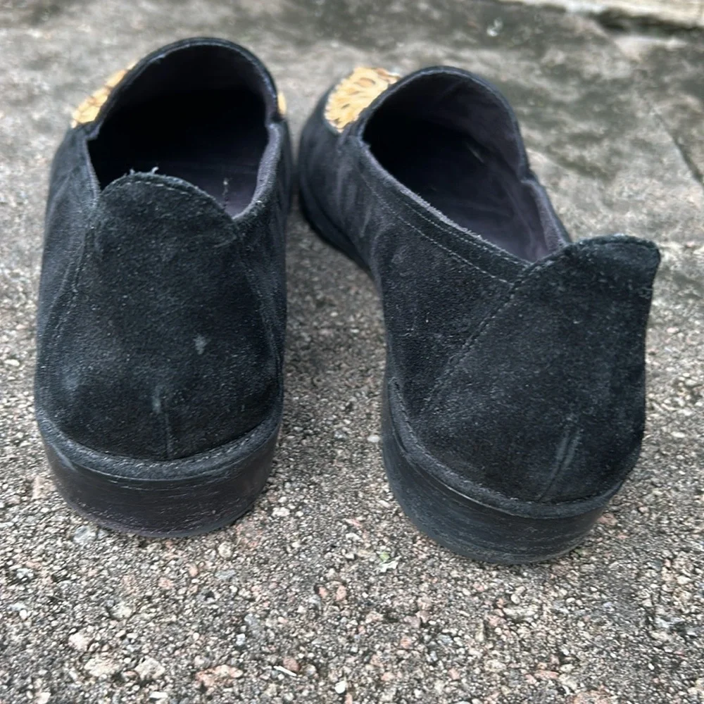 Liz Claiborne Black Suede Leopard Print Loafer‎ Shoes